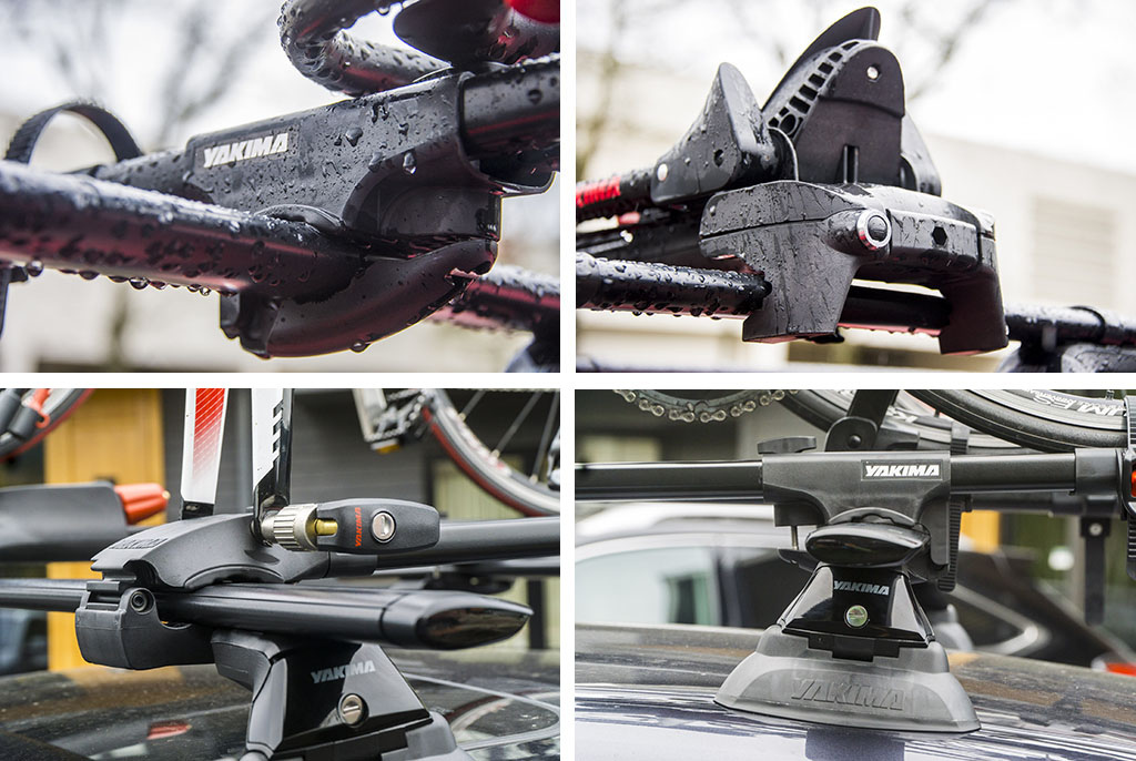 Not all rack accessories are getting the new T-mount system; in some cases Yakima has called it good with a simple clamp that will work with not only the new aero shaped bars but also with the old round bars, too.